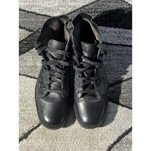 JOHN VARVATOS Brooklyn Lug Lace Mineral Black Leather Boots Size 11.5